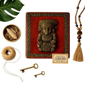 Zarebki Vintage Aztec Mayan Wall Plaque Handcrafted Mexico Folk Art Decor in EUC